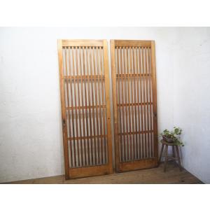 タN0883◇【H178cm×W92,5cm】×2枚◇アンティーク◇格子デザインの