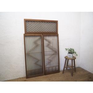 タI0859◇(4)【H33cm×W184cm】×2枚◇分厚い木彫り細工の古い木製欄間