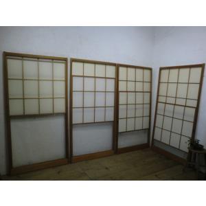タQ0087◇(2)【H177cm×W67cm】×4枚◇ガラス入り◇昭和レトロな障子戸
