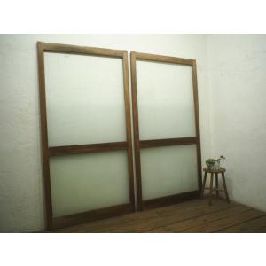 タH0001◇【H93cm×W90cm】×2枚◇アンティーク◇ゆらゆらガラスの古い木