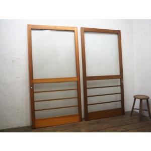 タQ0658◇(1)【H176cm×W85,5cm】×2枚◇昭和レトロなデザインガラスの