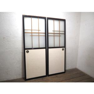 商談中　　古建具、障子建具、昭和ガラス タE0304◇(2)【H177cm×W67,5cm】×2枚◇昭和レトロな古い木枠ガラス戸
