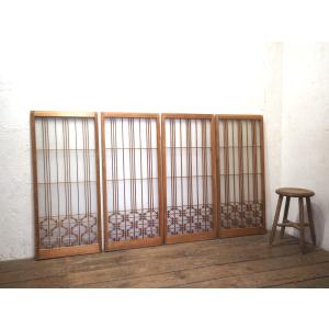 タH0913◇【H100cm×W44cm】×4枚◇素敵な組子細工の古い障子戸◇建具