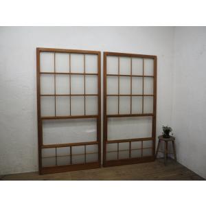 アンティーク　昭和レトロ 木製 建具 格子窓 ガラス戸 1枚 古民家 アンティーク】昭和レトロ 木製 建具 格子窓 引き戸 ガラス戸 1枚 古