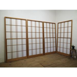 タG0746◇【H175cm×W88cm】×2枚◇昭和レトロな味わいの古い木製ガラス