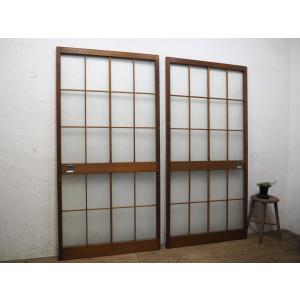 タG0746◇【H175cm×W88cm】×2枚◇昭和レトロな味わいの古い木製ガラス