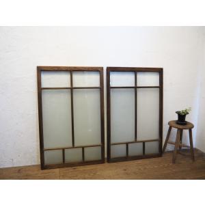 タK0892◇【H86cm×W82cm】×2枚◇昭和レトロなデザインガラスの