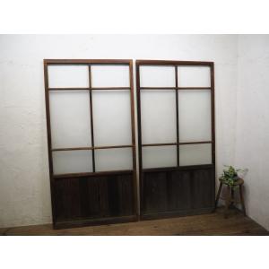 タH0001◇【H93cm×W90cm】×2枚◇アンティーク◇ゆらゆらガラスの古い木