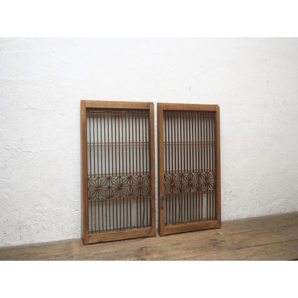 ユY1999◆【H80cm×W42cm】×2枚◆アンティーク◆素敵な組子細工の古い木枠引き戸◆古建具...