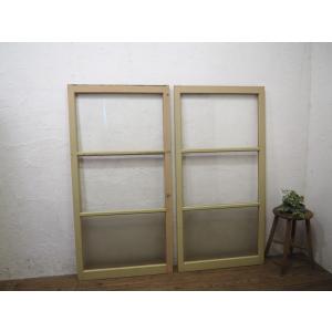 大阪引取限定　建具　レトロ建具　昭和建具　ビンテージ建具　昭和ガラス　店舗計器 タF0077◇(2)【H172cm×W68cm】×2枚◇昭和レトロなデザインガラスの木枠