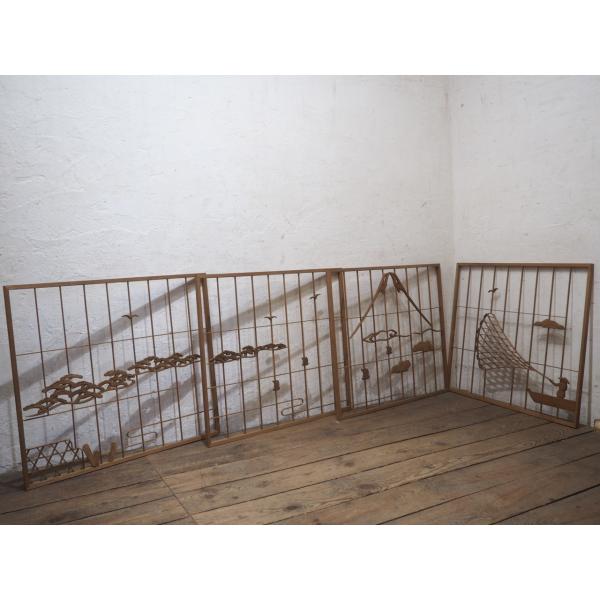 タZ1379◆【H73cm×W82cm】×4枚◆素敵な組子細工の建具の素材◆彫刻 オブジェ インテリ...