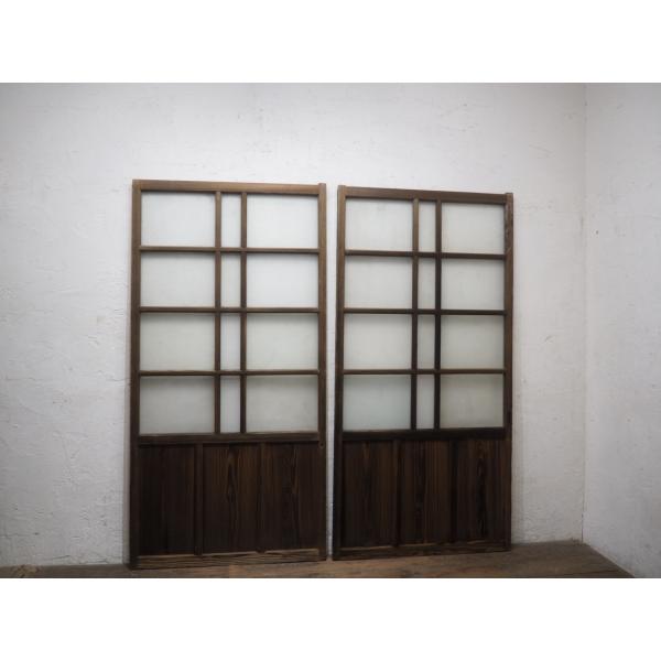 タZ1446◆【H179cm×W90cm】×2枚◆アンティーク◆味わいのある大きい木製ガラス戸◆古建...
