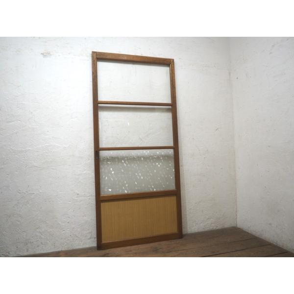 タZ1489◆【H178cm×W82cm】◆昭和レトロなデザインガラスの古い木製引き戸◆建具 ガラス...