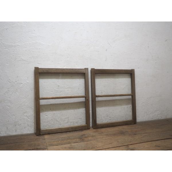 ユZ1491◆【H68cm×W57,5cm】×2枚◆アンティーク◆ゆらゆらガラスの古い木枠引き戸◆古...