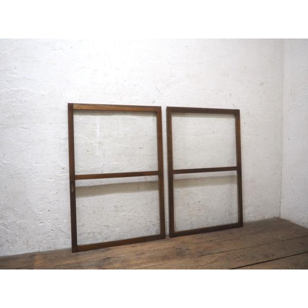 ユZ1492◆【H86,5cm×W58,5cm】×2枚◆アンティーク◆ゆらゆらガラスの古い木枠引き戸...