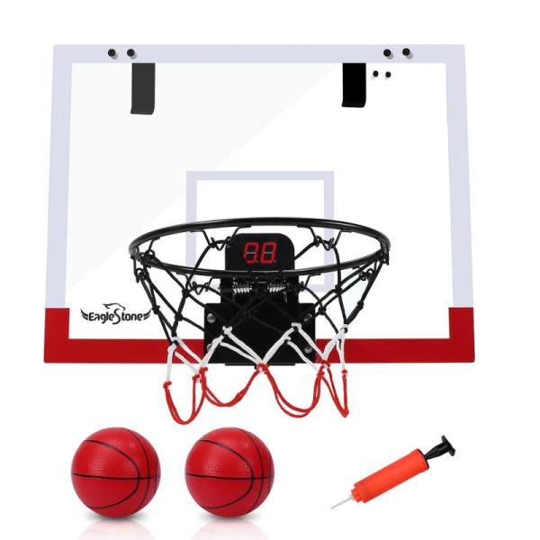 バスケットゴール 室内 子供 おもちゃ ドア掛け 電子スコアリング 効果音 バスケットボール2個付き...