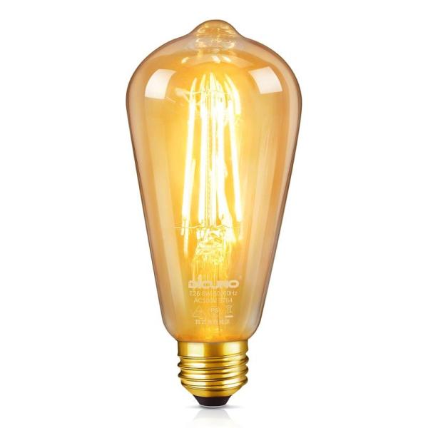DiCUNO LED電球 E26口金 60W形相当 電球色 エジソン電球 6W 600lm 2700...