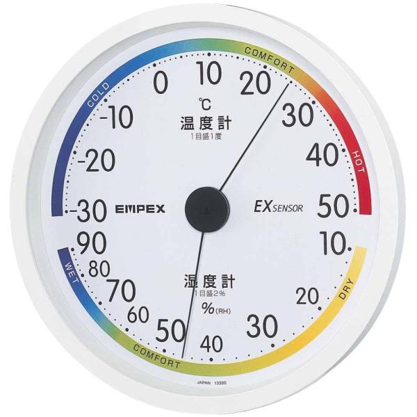 エンペックス気象計 温度湿度計 エスパス温湿度計 壁掛け用 日本製 ホワイト TM-2331