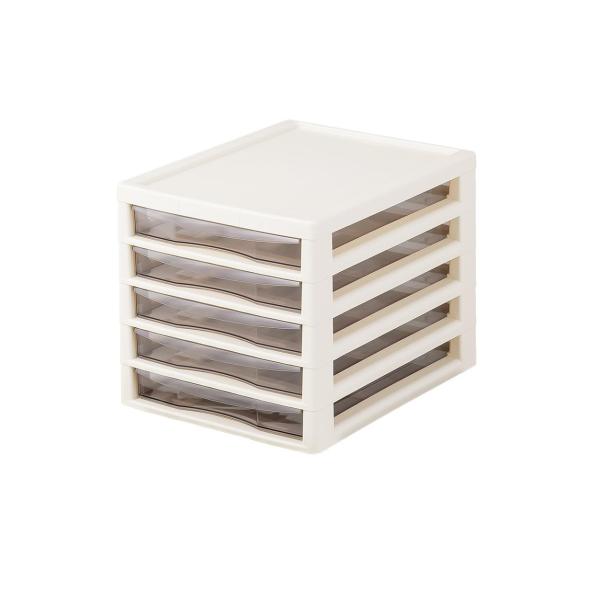 書類ケース 引き出し B4 浅型 5段 アイボリー 「アプロス」 151092