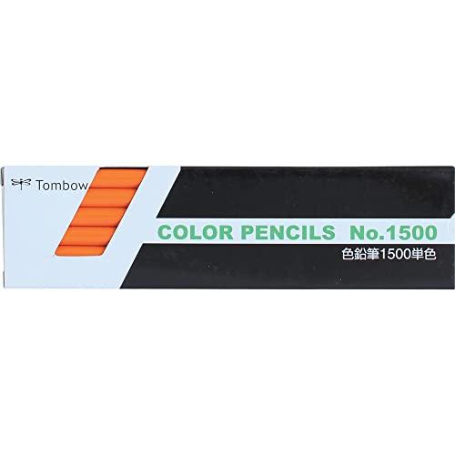 トンボ(Tombow) 鉛筆 色鉛筆 1500単色 橙色 1ダース 1500-28