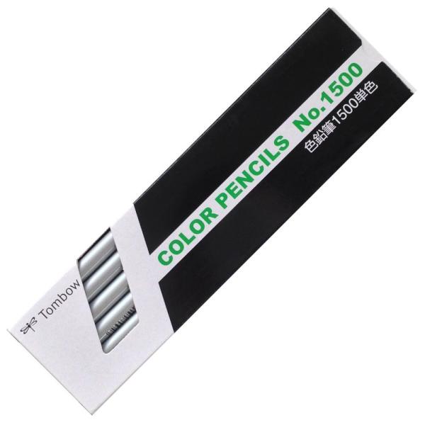 トンボ鉛筆 色鉛筆 1500単色 銀色 1ダース 1500-35