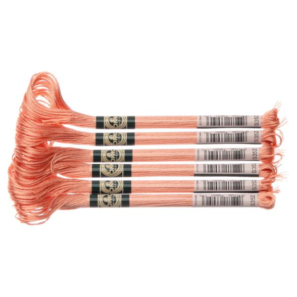 DMC サテン糸 刺繍糸 6束入 25番 8m #S352 ピンク系 DMC1008F