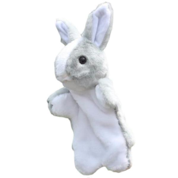 しあわせ倉庫 アニマル パペット ぬいぐるみ 人形 動物 オオカミ うさぎ など (グレーうさぎ)