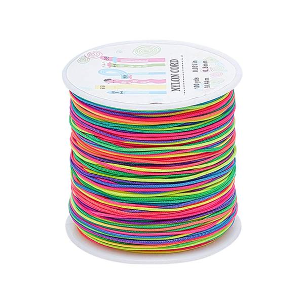 PandaHall 約90m/巻き 0.8mm カラーナイロンロープ マルチカラー 糸 結び紐 手芸...