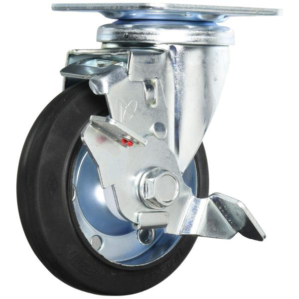ナンシン 汎用キャスター 自在φ125ゴム車輪 ストッパー付き STC-125 CNC S-2