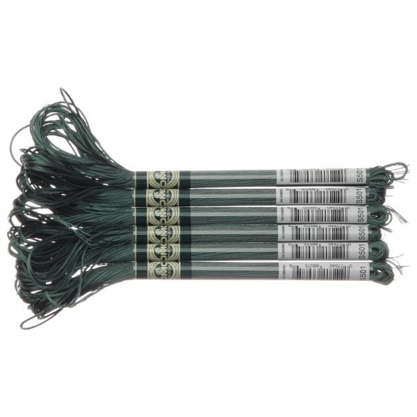 DMC サテン糸 刺繍糸 6束入 25番 8m #S501 グリーン系 DMC1008F