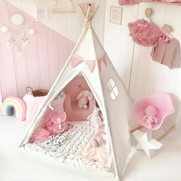 キッズテント 子供用ティピーテント おもちゃハウス 簡単に組立 ポータブル 秘密基地 お誕生日・クリ...