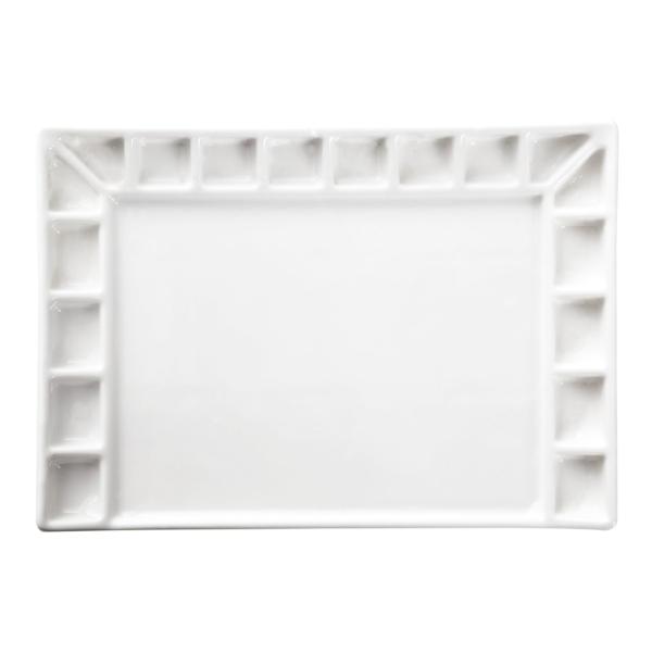 MEEDEN 水彩パレット セラミック製 陶器製 ミニ 長方形 矩形 18穴&amp;大きな混合区 洗浄便利...