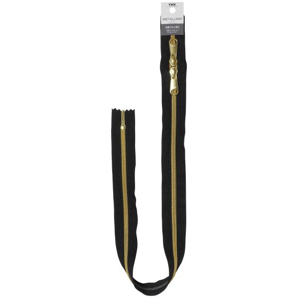 YKK メタリオン ファスナー ゴールド 60cm両開き #580 黒 5CMG-60SH