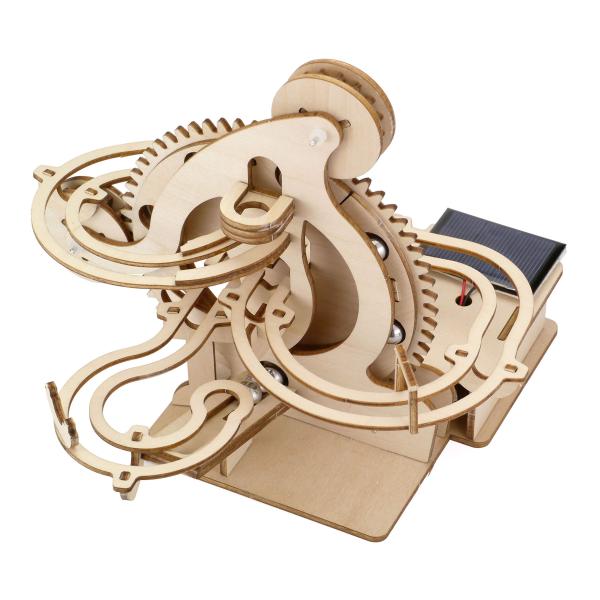 組立動画あり 組み立て式ウッド3D電動パズル マーブルマシン やまみち 立体パズル 木製