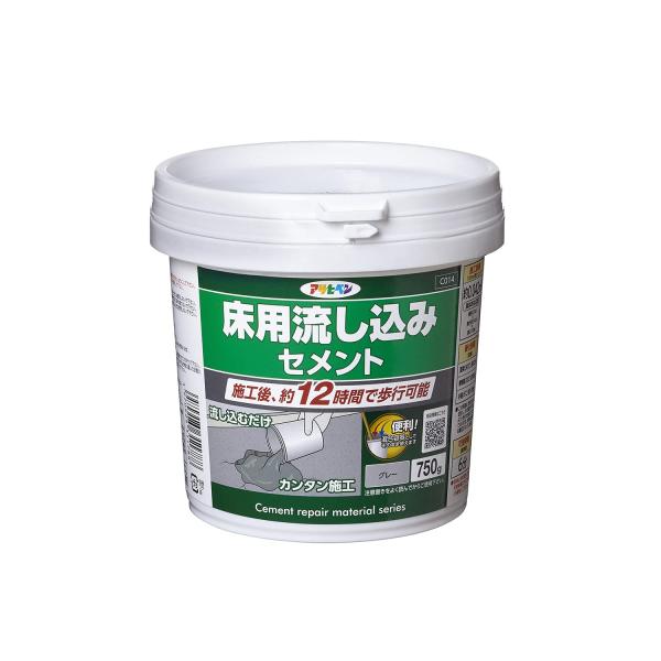 アサヒペン セメント系補修材 床用流し込みセメント 750g C014グレー系 床用 穴埋め 施工後...