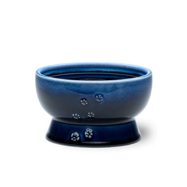 猫壱 猫用 脚付ボウル 美濃焼 日本製(ブルー, ウォーター) 電子レンジ&amp;食器洗浄機対応