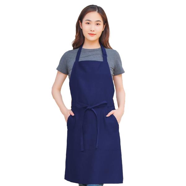[cozycube] エプロン紺色 首掛け 長さ調整タイプ ネイビーブルー シンプル 女性用 男性用...