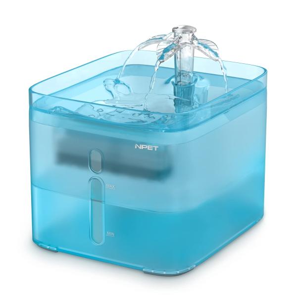 NPET ペット自動給水器 WF020TP 湧泉/葉型 2種類出水モード 3L大容量 (ブルー)