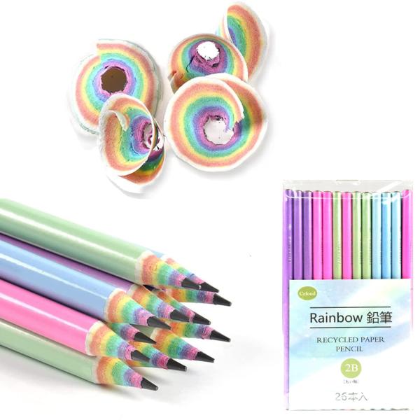 Ccfoud 2B鉛筆 Rainbow Pencils 26本入 入学祝 入学準備 小学生 虹鉛筆 ...