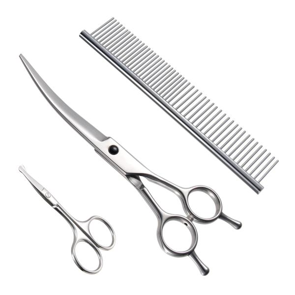 LESNIC トリミングシザー カーブシザー コーム ミニハサミ 猫 犬 トリミング ハサミ ペット...