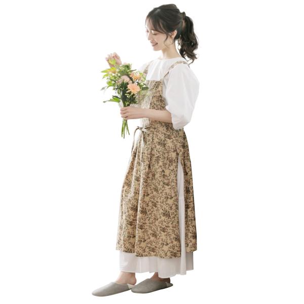 [chalino] エプロン おしゃれ レディース お尻が隠れる 可愛い 撥水 オシャレエプロン 花...