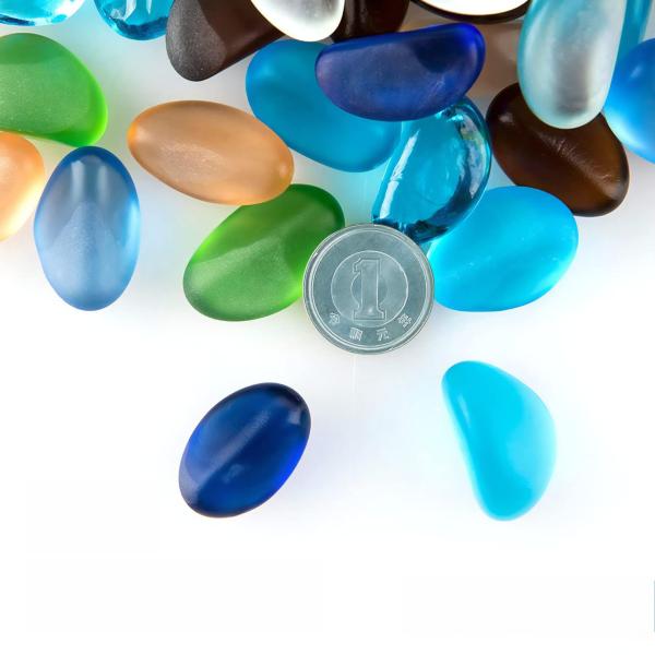 Charmoon アクアリウム 水槽 飾り石 15-25mm 500g カラフル 彩り ガラス クリ...