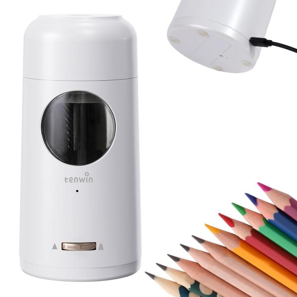 Tenwin 電動鉛筆削り 電動シャープナー 6-12mm鉛筆 コンパクト スーパー全自動鉛筆削り ...