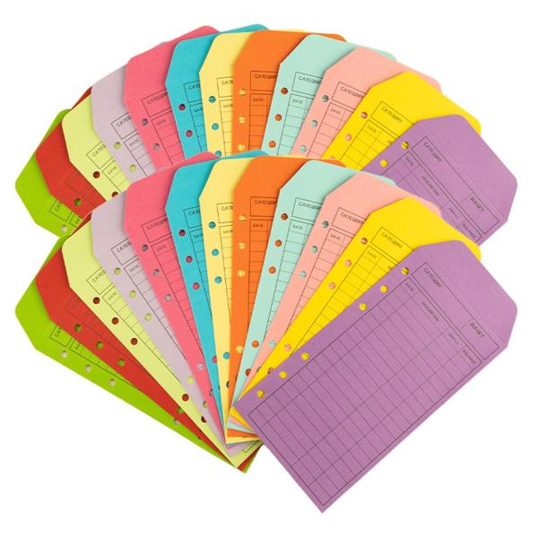 YFFSFDC 現金封筒 予算封筒 【12色 24枚 】予算システム 6穴 予算シート お金管理 予...