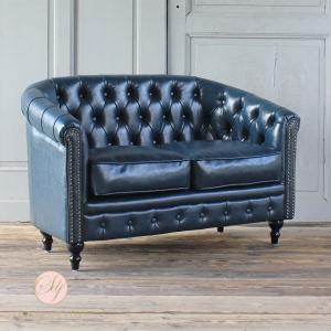 ブラック レザー チェスターフィールド コーナーソファ 受注生産商品】チェスターフィールド コーナーソファ アンティーク L字