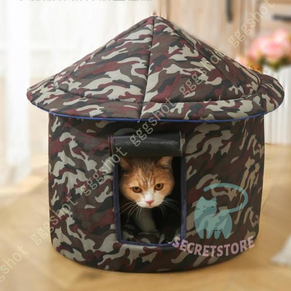 ペットアウトドアハウス 折りたたみ式ペットシェルター 猫ハウス 猫小屋 外猫ハウス 屋外用 防雨 防...