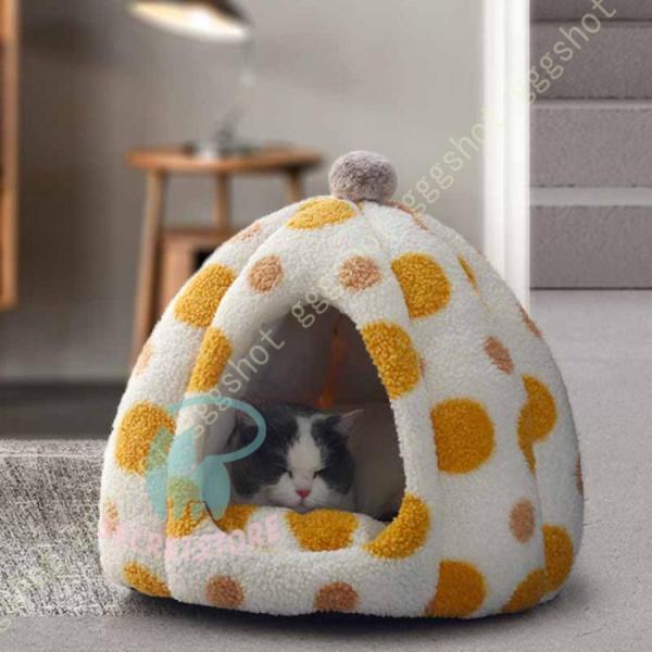 猫ハウス 猫用ベッド 冬 ドーム型 ベッド 犬小屋 可愛い ふわふわ 柔らか 水洗え 滑り止め 小型...