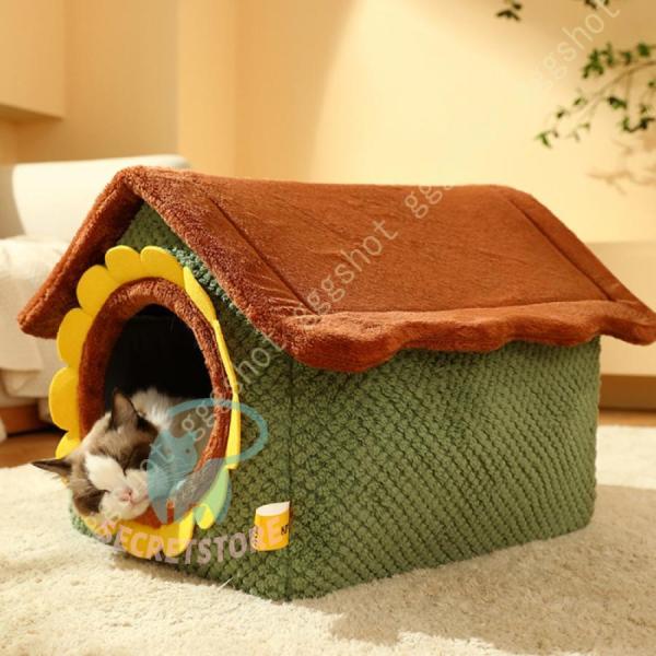 猫ハウス 猫用ベッド 冬 ドーム型 ベッド 犬小屋 可愛い ふわふわ 柔らか 水洗え 滑り止め 小型...