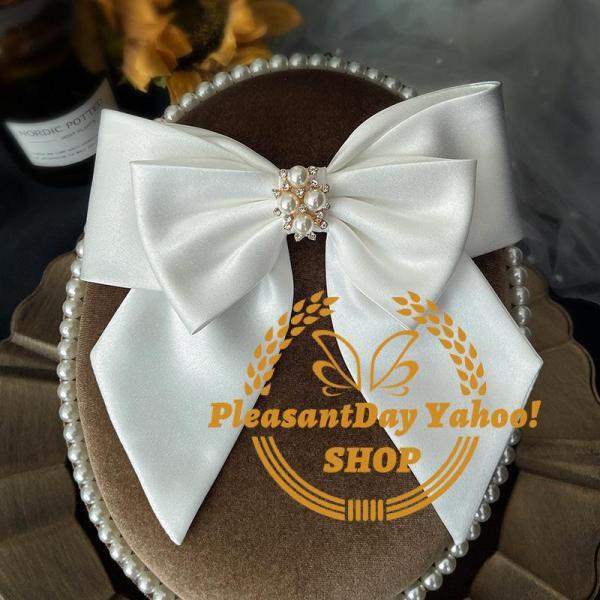 ウエディングヘッドドレス ウェディング リボンヘアピン オフホワイト 花嫁小物 結婚式 披露宴 ブラ...