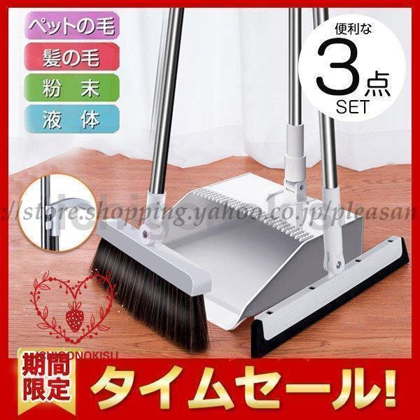 ほうき ダストパン 3点セット 玄関 室内 清掃用品 髪の毛 ポルテ 掃除セット 長柄 立つほうき ...